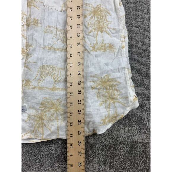 Rails Button Down Shirt Women L White Linen Bengal Tiger Palm Tree Long Sleeve - Picture 7 of 10